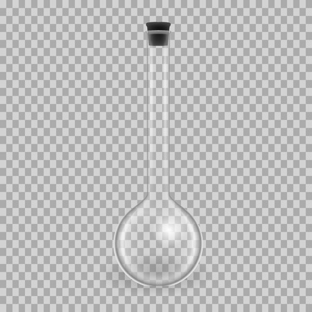 Scientific glassware, test tubes. Realistic templates round flask, mockup.のイラスト素材