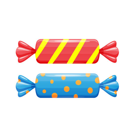 Sweet candy in package. Dessert, delicious food, sweets for tea.のイラスト素材