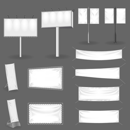 Set beautiful realistic billboards and outdoor advertising, retail signs, stand.のイラスト素材