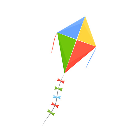 Modern colorful children s toy in form colored kite on string.のイラスト素材