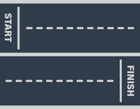 Direct street asphalt road, trail, track for car racing. Marks the beginning and end of the road, on finish line racing.のイラスト素材