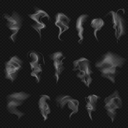 Set, collection, layouts, templates, realistic smoke, couple, against dark background.のイラスト素材