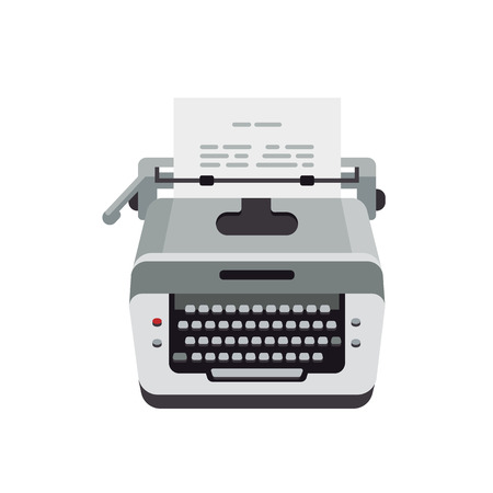 Old typewriter, vintage machine, typewriter for typing text, and paper.のイラスト素材