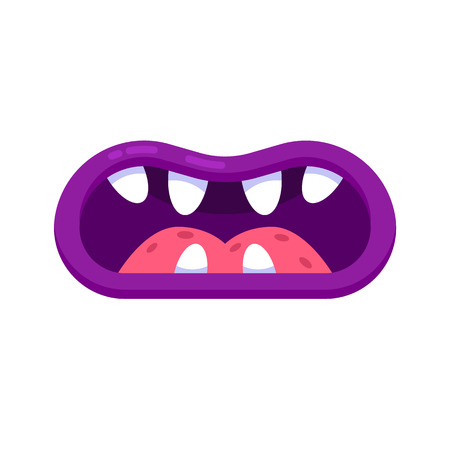 Monster mouth with teeth. Mouth with emotions, teeth, tongue, lips.のイラスト素材