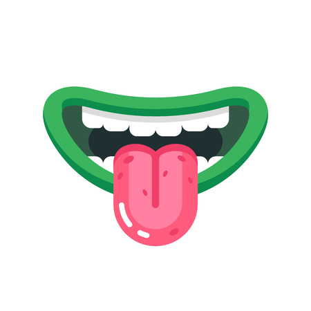 Monster mouth with teeth. Mouth with emotions, teeth, tongue, lips.のイラスト素材