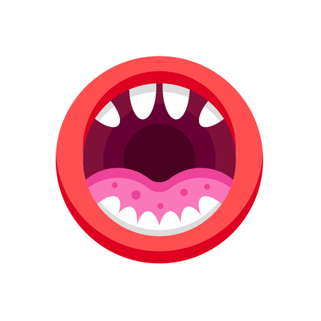 Monster mouth with teeth. Mouth with emotions, teeth, tongue, lips.のイラスト素材