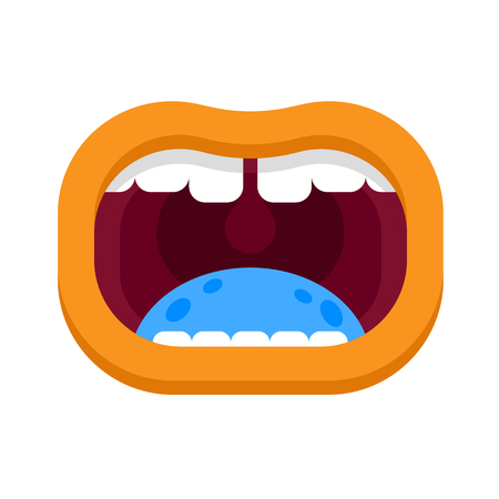 Monster mouth with teeth. Mouth with emotions, teeth, tongue, lips.のイラスト素材