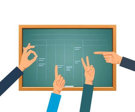 Green school board for training, education, knowledge acquisition, skills acquisition.のイラスト素材