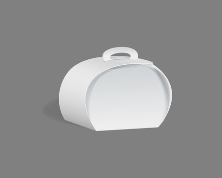 Realistic template, mockup closed gift paper packaging, box round shape. Vector illustration.のイラスト素材