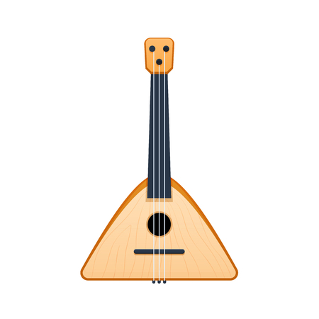 Russian national traditional stringed musical instrument, carved balalaika with patterns.のイラスト素材