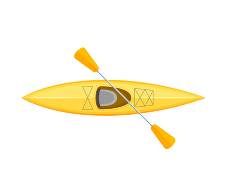 Rubber boat canoe with oars. Water transport, fishing boat, hobbies.のイラスト素材