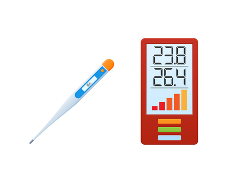 Thermometer with temperature, fire and safety level sensor.のイラスト素材