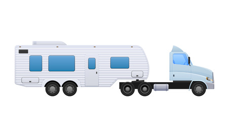 Large truck with trailer, van, vehicle trailer, delivery of baggage.のイラスト素材