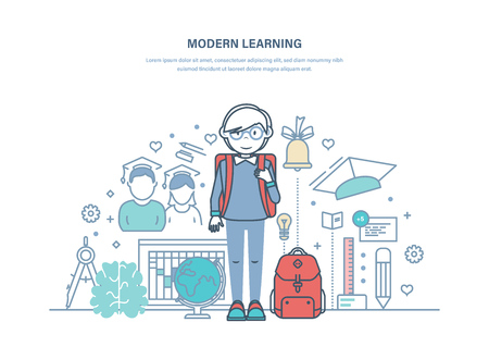 Modern learning, system of education, training and get knowledge.のイラスト素材