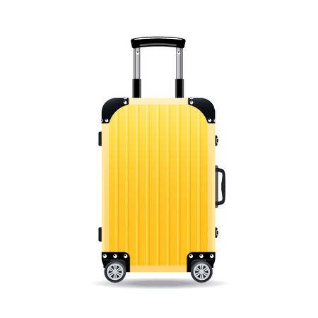 Colorful realistic travel suitcases, cases, bags for luggage, on wheels.のイラスト素材