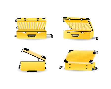 Set of travel suitcases, cases, bags for luggage, on wheels.のイラスト素材