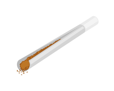Modern realistic traditional smoking cigar without filter. Cigar, cigarette, paper roll with tobacco in form of powder. Concept of smoking. Vector illustration isolated.のイラスト素材
