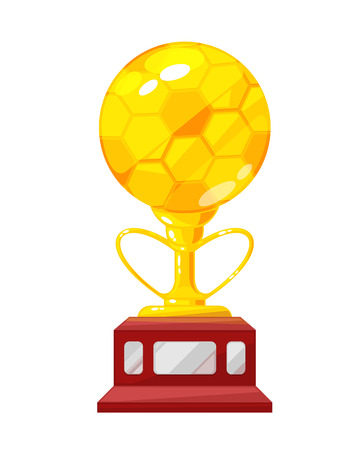 Gold Cup, award. Championship winner golden trophy cup. Award for victory in sports competitions and events, symbol of the leader, champion of football. Prize for the first place. Vector illustration.のイラスト素材