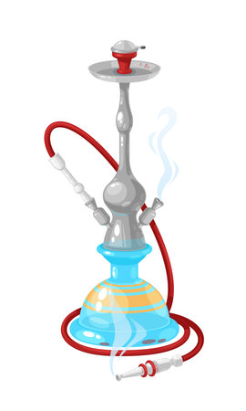 Modern hookah with smoke and steam, smoke and fruit flavors. Modern device, replacement of...