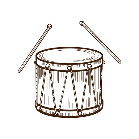 Traditional musical, carnival instrument drum with chopsticks. Entertainment, music, carnival.の写真素材