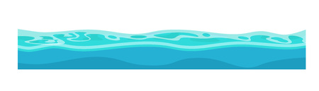 Game environment and landscape, surroundings. Water, oceans, rivers for ui games and ux interface. 2D gaming platform. Seamless surface of the water waves. Vector illustration isolated.のイラスト素材