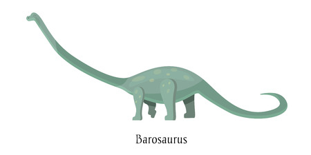 Ancient prehistoric animal dinosaur. Big, high wild ground predatory animal of the prehistoric Mesozoic era. Dinosaur Barosaurus four-legged. Vector illustration in cartoon style.のイラスト素材