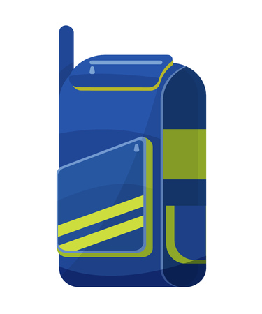 Special classic sports cricket bag. Sports backpack, bag, with compartments for balls, wooden cricket bat, clothes, shoes and accessories. Handbag for active mobile lifestyle. Vector illustration.のイラスト素材