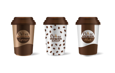 Corporate identity coffee industry. Template of paper cups for drinks.のイラスト素材