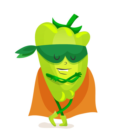Cute food pepper in a cloak of superhero and mask.のイラスト素材