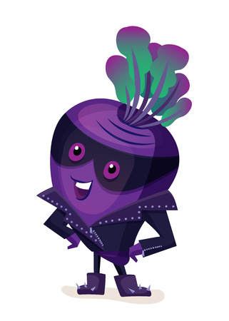 Cute food beet in leather jacket and mask.のイラスト素材