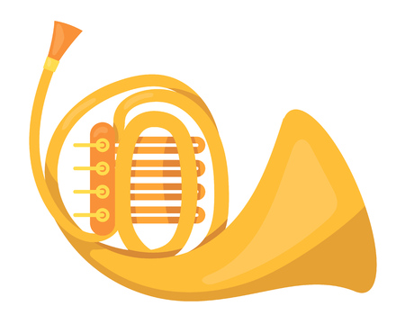 Metallic pipe, music tube. Wind classic metallic musical instrument, concert instrument tube for ethnic and concert performance. Festive accessory. Vector cartoon illustration isolated.のイラスト素材