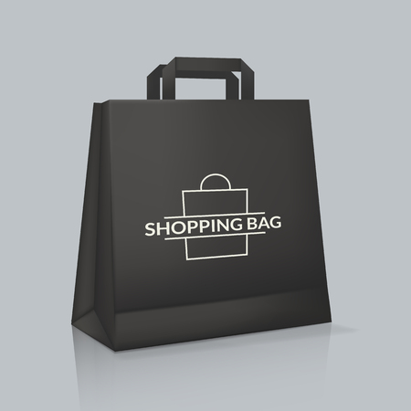 Mockup of realistic paper bag with logotype. Corporate identity packaging.のイラスト素材