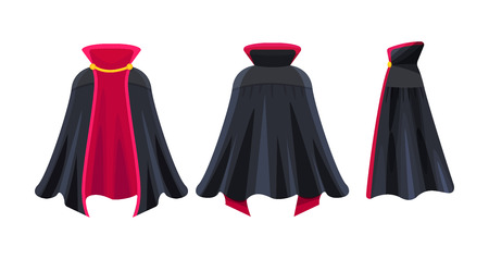 Black cape, superhero cape, dracula vampire carnival costume.のイラスト素材