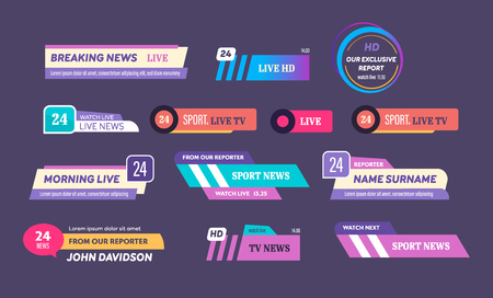News bar logos, icons of news feeds, television, radio channelsのイラスト素材