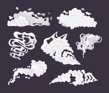 Comic smoke cloud set. Smoking cartoon steam cloudsのイラスト素材