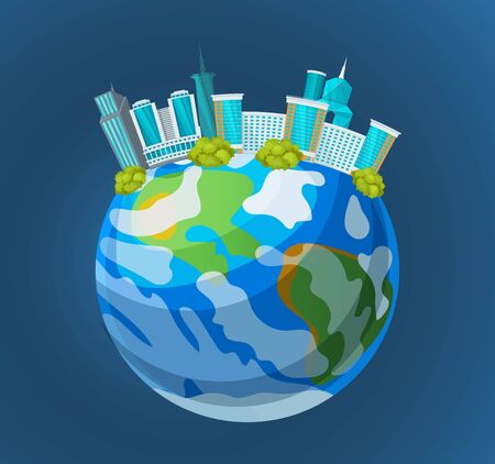 Future metropolis city skyline building on earthのイラスト素材