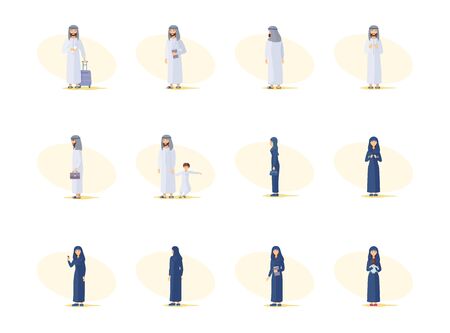 Set of arabian characters of man and woman.のイラスト素材