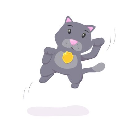Flying cat character cartoon vector illustration isolatedのイラスト素材