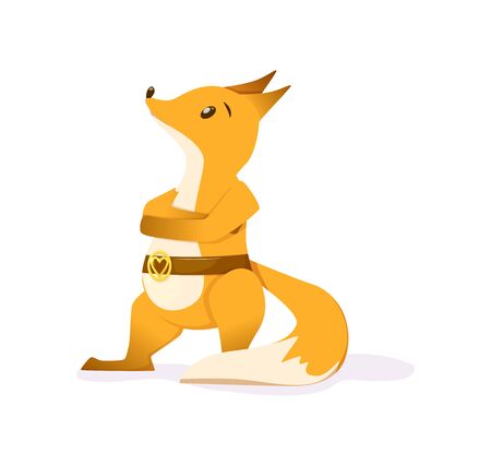 Orange cute wild fox character cartoon vector illustration isolatedのイラスト素材