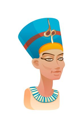 Bust of Nefertiti queen of Egypt in blue headdressのイラスト素材