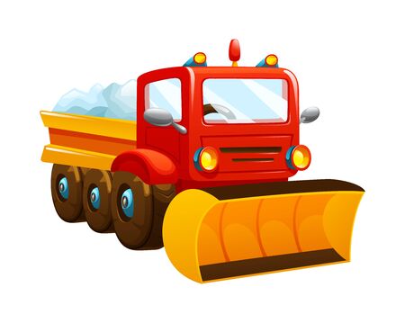 Manual scraper and snow blower cleaning snow after a snowfallのイラスト素材