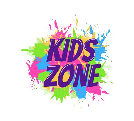 Kids zone entertainment childish banner label sticker badgeのイラスト素材