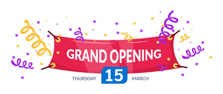 Grand opening label typography graphic design. Grand opening invitationのイラスト素材