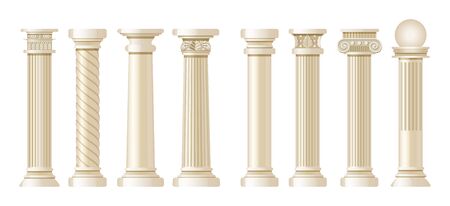 Realistic antique pillars set. Antique column, classic pillar.のイラスト素材