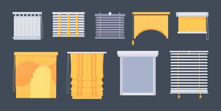 Window blinds horizontal vertical closed open set.のイラスト素材