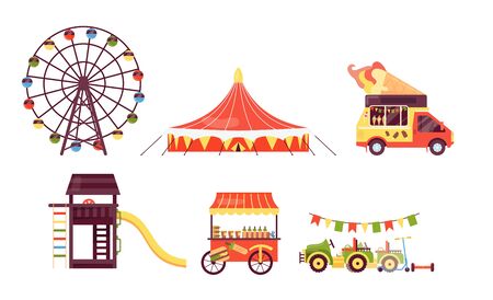 Amusement park on summer fair festival vectorのイラスト素材