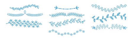 Line borders, doodle dividers design elements doodle vector setのイラスト素材