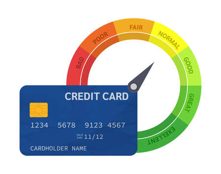 Indicators scale estimation of bank loan approval. Rating scale of customer satisfaction. Gauge measurement assessment loan approval. Emotions art design from red to green. vector illustration.のイラスト素材