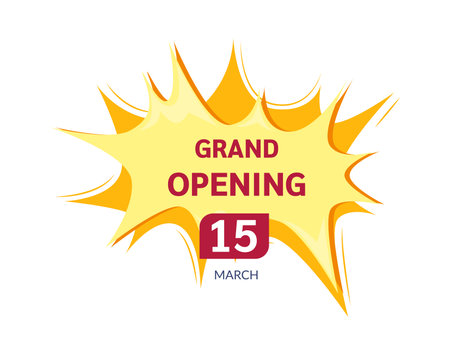 Grand opening label typography graphic design. Grand opening invitation, labels banners template. Layout for sale, advertising, banner, promo poster, promotion announce tag, sticker vectorのイラスト素材