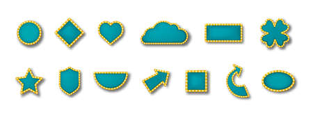 Big set of bright neon light frames, light signboard banners, billboard with lighting bulbs. Vintage cinema, casino, theater empty signs bright lights with bulbs in form of geometric shapes vectorのイラスト素材